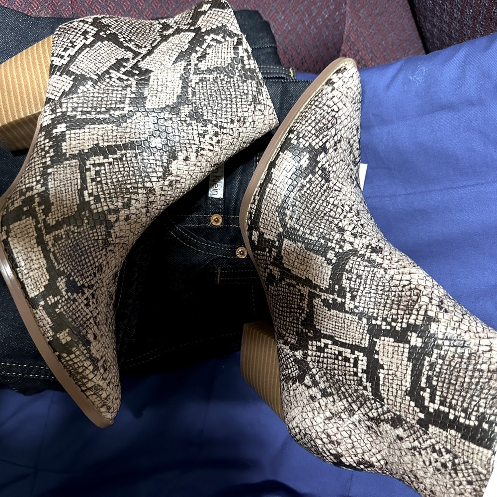 Lulus faux snake skin boots  new without the box never worn